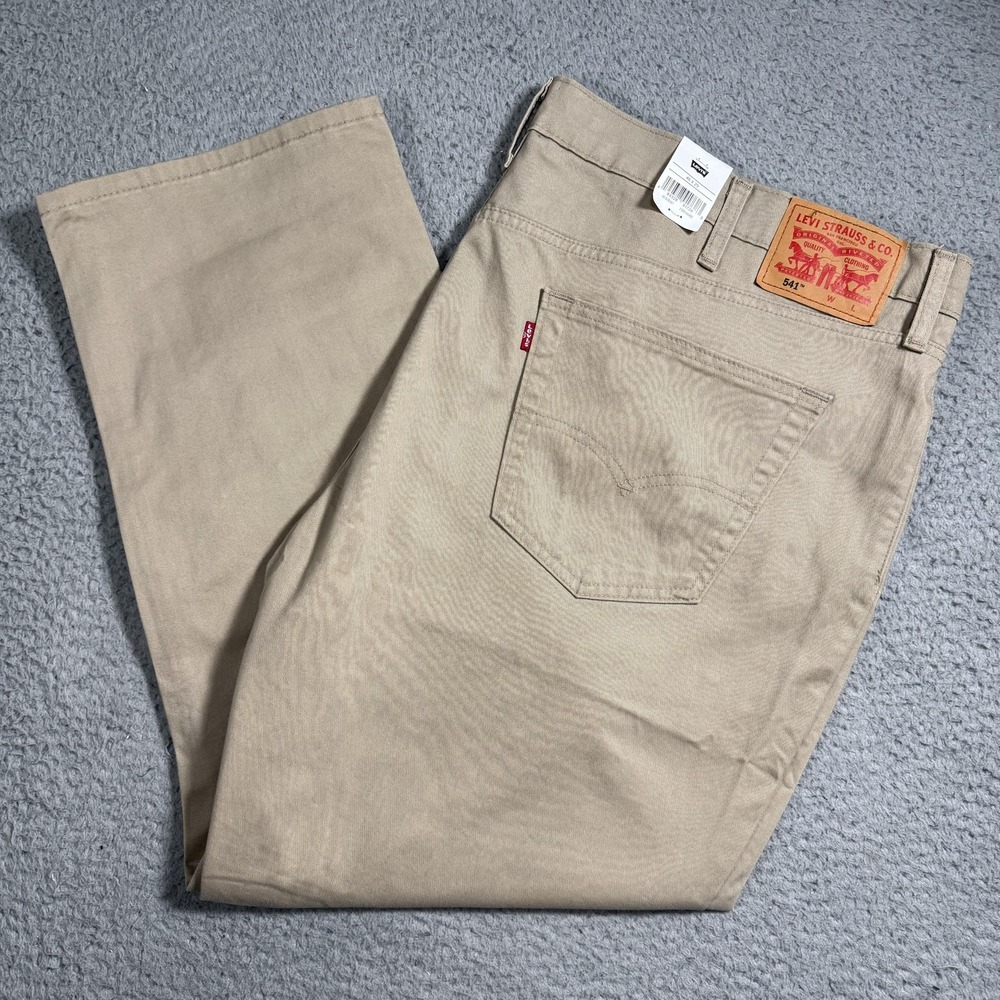 Levi's 541 Athletic Taper Jeans Mens 46x29 Beige Stretch Denim Big & Tall